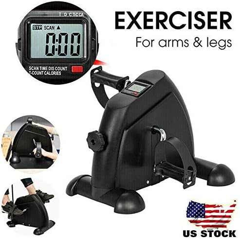 Pedal Exerciser/Mini Cycle Bike/Ergometer/Portable Exercise Pedal Bike/Leg and Arm Recovery Medical Exerciser/Floor Foot Pedal Exercise with LCD Display/Stationary Exercise Leg Peddler (Black)