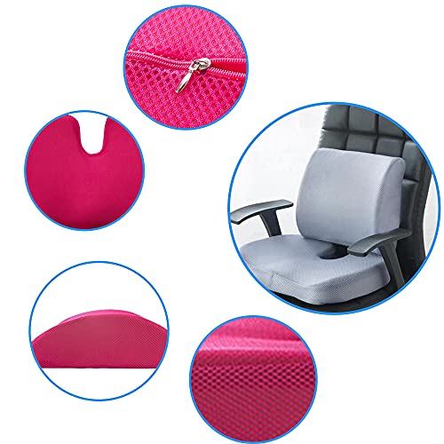 Seat Cushion for Office Chair Memory Foam Lumbar Support Pillow Combo, for Relief The Lower Back Pain Tailbone Sciatica Pain