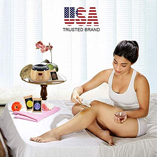Aldom Hair Removal Wax Warmer - Waxing Kit - Electric Wax Pot with LCD Display Precision Temperature Control (110°F - 246°F), 4-Flavor Wax Beans and 20 Wax Applicator Stickers for Rapid Waxing