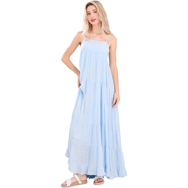 MOON RIVER Women's Sleeveless Corset Top Maxi Dress, Light Blue, S at  Amazon Women's Clothing store