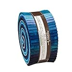 Lunn Studios PRISMA DYES OPEN WATERS BATIKS Roll Up 2.5" Precut Cotton Fabric Quilting Strips Jelly Roll Assortment Robert Kaufman RU-370-40