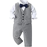 Mud Kingdom Boys 4-Piece Vest Suits Long Sleeve Shirt Suspenders for Boys Gentleman Outfits Set