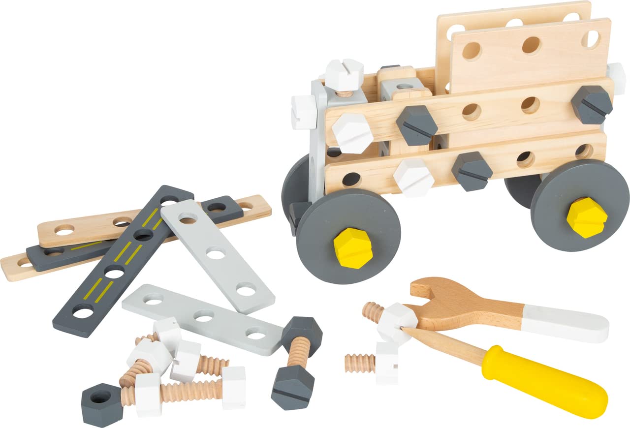 Small Foot 11810 Miniwob Construction Set made of wood, creative building set w/tools & accessories, for ages 3+ years