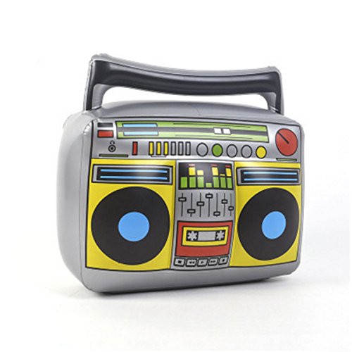 Party Inflatable Boom Box 16”PVC Radio + 2 Microphones for Party Decorations 80s 90s inflatable props