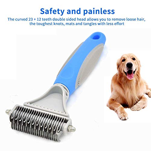 FURINKAZAN Pets Dematting Comb 2 Sided Dematting Tool for Dogs and