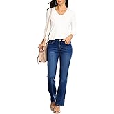 Foresi Bootcut Jeans for Women Mid Waisted Wide Leg Denim Pants Casual Curvy Stretch Flare Jeans Trendy