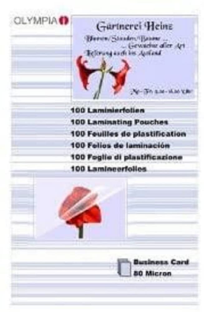 Olympia Laminating Pouches Business Cards 80 Micron Glossy Pack of 100 9169
