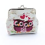 Kingfansion Women Lady Retro Vintage Owl Leather Small Wallet Hasp Purse Clutch Bag (A)