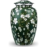 Cremation Urn for Ashes for Women with White Floral Design - 200 cu in Funeral Urns for Men and Women, Decorative Urns for Human Ashes Adult Female