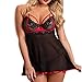 ManxiVoo Sexy Lingerie Sling Sleepwear Women Sexy Lace Lingerie Dress Temptation Underwear 2 Pcs (3XL, Black)