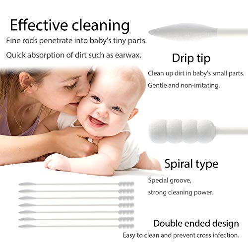 Cotton Swabs (Baby 200 Pcs) - Spiral & Pointed Ends