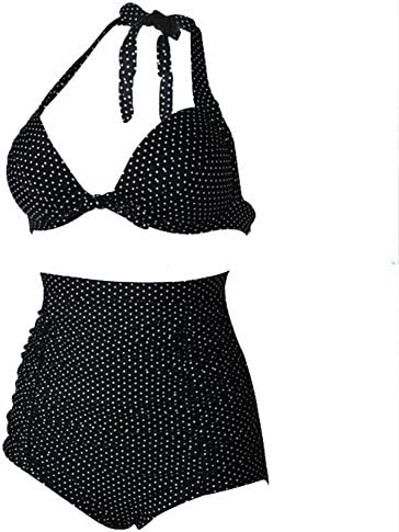 Vissgirl 2016 European and American Fashion Lady Waist Split Swimsuit Bikini Retro Wave Point Printing(S)