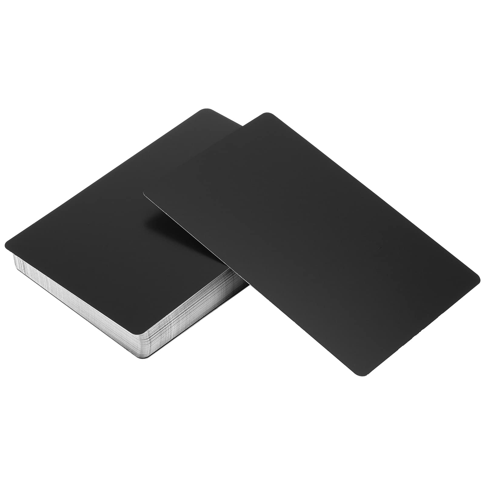 ZEONHEI Pack of 100 0.45 mm Metal Business Cards Black Aluminium Blanks Name Card Laser Engraved Business Card Metal Business Card for Office Customers DIY Gift Cards 86 x 54 mm
