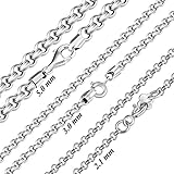 The One Jewelry S925 Solid Sterling Silver Chain Belcher Bead Necklace 18 20 22 24 26 28 30 32 Inch, 2.1mm/3mm/5mm