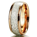 King Will CLASSIC 8mm 14K Gold Plated Domed Tungsten Carbide Ring Imitated Meteorite Wedding Band(12.5)
