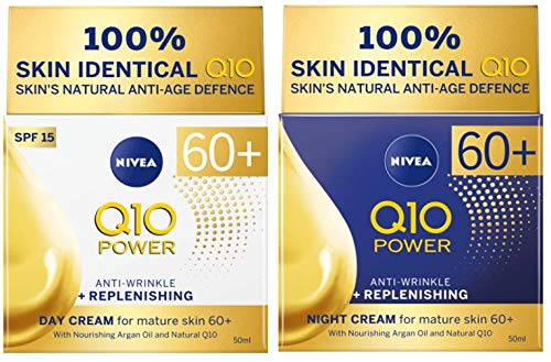 Nivea Q10 Power Anti-Wrinkle & Replenishing Day Cream Spf15 and Night Cream for mature skin 60+ 50ml