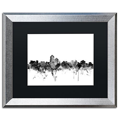 Trademark Fine Art Albuquerque NM Skyline B&W by Michael Tompsett, Black Matte,…
