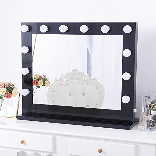 Chende Black Hollywood Lighted Makeup Vanity Mirror Light, Makeup
