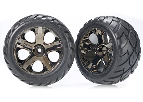 Traxxas 3776A Anaconda 2.8" Tires Assembled on All-Star Black-Chrome Wheels