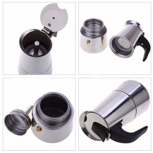 Moka Pot Coffee Maker Stainless Steel Stovetop Espresso Maker