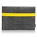 Lavievert Handmade Gray Felt Case Bag Sleeve with Yellow Elastic Band for Apple 13