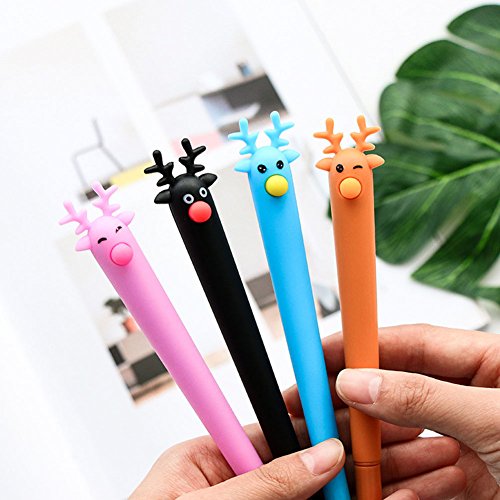 Slendima 0.5 mm Lovely Elk Design Gel Pen, Creative Cute Stationery School Office Supplies Student Gift - Black
