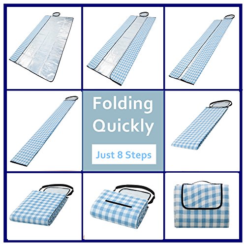 Extra Large Outdoor Picnic Blanket with Waterproof Backing 90 X 80" (200 X 200CM) 3-Layer, Oversized Soft Fleece Material Tent Mat, Camping Mat, Perfect for Beach, Picnic and Travel