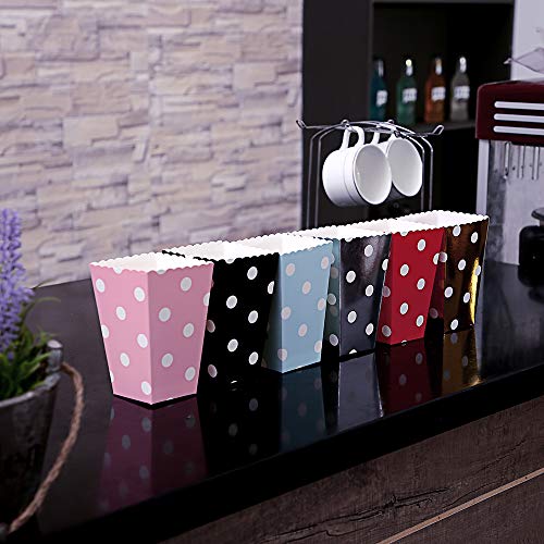 CLAIREBOX Popcorn Boxes Food Grade Multicolor Polka Dot Design for Movie Party, Theater Night, Festivals, Wedding Favors