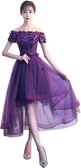 Amazon 紫 レッド 不規則 ミモレドレス 撮影用 謝恩会 結婚式 ロングドレス 二次会 ドレス 花嫁 ウェディングドレス パーティードレス 演奏会 フォーマルドレス ブライズメイド レディース パーティードレス 通販