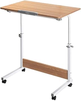 Angle Height Adjustable Rolling Laptop Desk Cart Over Bed Hospital Table Stand Office Furniture Business Industrial