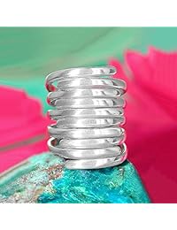 Boho-Magic - Anillo de plata de ley 925 para mujer, banda ancha, anillo simple de envoltura, joyería de moda de gran calidad, tamaño de mujer 5-10