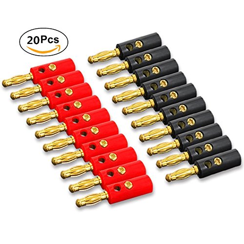Yosoo Banana Plug Gold Plated Plastic/20 Pcs 4mm Audio Speaker Wire Cable Screw Banana Plug Connector 20 Qty (10 Pairs)