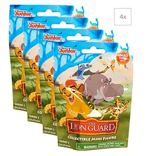 The Lion Guard - Set of 4 Blind Mystery Packs Bags with Collectible Mini Figures - Series 3