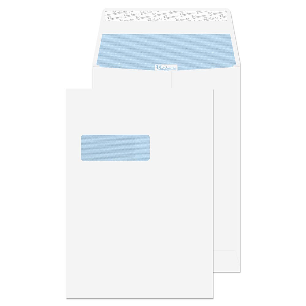 Blake Office C4 324 x 229 x 25 mm 120 gsm Peel & Seal Gusset Pocket Standard Window Envelopes (37116) Ultra White Wove - Pack of 100