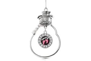 Inspired Silver - Silver Circle Charm Snowman Ornament with Cubic Zirconia Jewelry