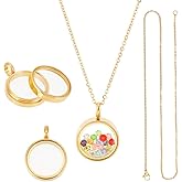 UNICRAFTALE Memory Locket Pendants with Necklace Stainless Steel Floating Locket Pendants Glass Photo Frame Pendant for Christmas Jewelry Making