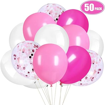 Amazon Com Thomtery Pink Confetti White Balloons 50pcs 12 Inch