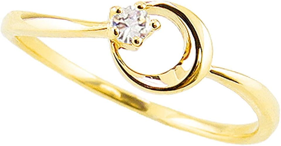 Amazon ジュエリーアイ ムーンリング 月モチーフ 一粒 ダイヤモンドリング イエローゴールドk18 18金 ピンキーリング 指輪 ムーン 15号 リング 通販