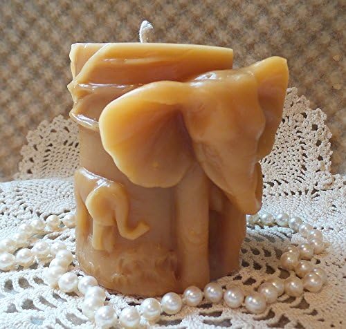 Beeswax Candle Elephant and Baby Shaped Molded Pillar
