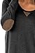 Womens Cotton Casual Long Sleeve Shirt Buttons Faux Suede Round Neck Blouse Tops Dark Grey XL