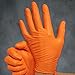 Adenna ProWorks CATCH Disposable Nitrile Gloves – 9 Mil, Heavy Duty Work Rubber Glove with Raised Pyramid Grip, Non–Latex & Powder Free, Pack of 100, Large, Orange
