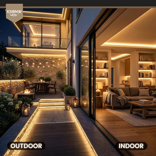 LED Strip 5 m, 24 V Silicone LED Lights Outdoor Room Waterproof IP65 Flexible Strips for Indoor Kitchen Under Furniture, Natural White 4000 K Rope Light for Bedroom Bar, without Transformer