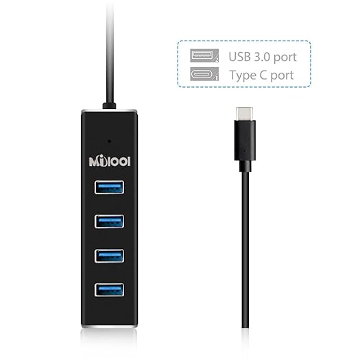 title=Data Hub 4 Porte USB 3.0 MILOOL USB 3.0 Hub di Trasferimento Dati 5Gb / s con