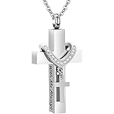 InfuMemo Cremation Jewelry for Ashes Pendant - Cross Urn Necklace with Mini Keepsake Urn Memorial Ashes Jewelry - With Me Always