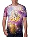 RAISEVERN Women's Cosmic Starry Sky Cat Print Graphic Graffiti T Shirt Tops
