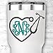 RN BSN LPN CNA LPN NP Nurse Heart Stethoscope Vine Monogram Decal Sticker for Tumblers, Laptops, Clipboards, Planners, Etc