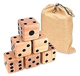Trademark Innovations Giant Wood Yard (Black Dots) Dice with Carry Bag, 3.5