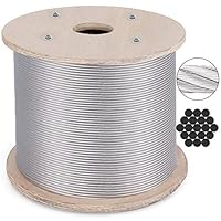 BestEquip 316 Stainless Steel Cable 1000FT Stainless Steel Wire Rope 3/16 Inch 1x19 Steel Cable for Railing Decking DIY Balustrade (1000FT)