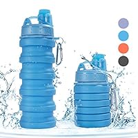 Rosoz Collapsible Water Bottle BPA Free,FDA Approved Food-Grade Foldable Water Bottle,Portable Leak Proof Silicone Sports Travel Water Bottle (1Pack（Blue）)