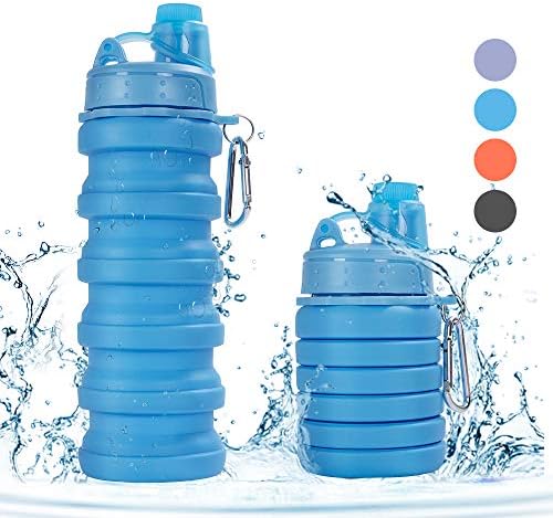 Rosoz Collapsible Water Bottle BPA Free,FDA Approved Food-Grade Foldable Water Bottle,Portable Leak Proof Silicone Sports Travel Water Bottle